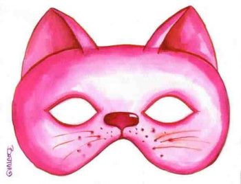 Маска розовой кошки