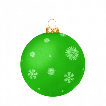 Зеленая елочная игрушка с узором снежинок