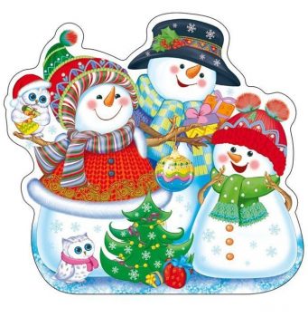 Семья снеговиков для оформления на новый год