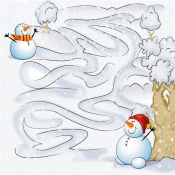 Новогодний лабиринт с веселыми снеговиками