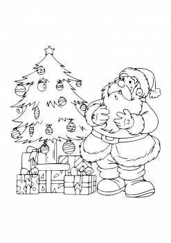 Шаблон Деда Мороза у елочки