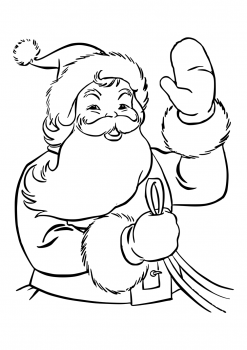 Шаблон Деда Мороза, машущего рукой