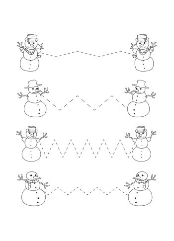Снеговики - графомоторика зима