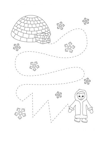 Эскимос и жилище - графомоторика зима