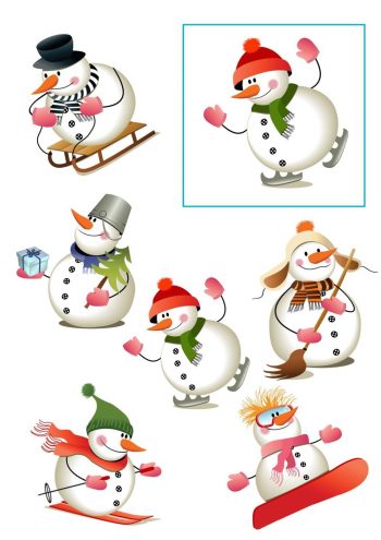 Веселые снеговики для игры "Найди пару" (зима)