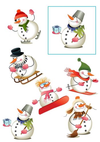 Снеговики для игры "Найди пару" (зима)