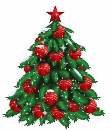 Красивая новогодняя елка с большими красными шарами