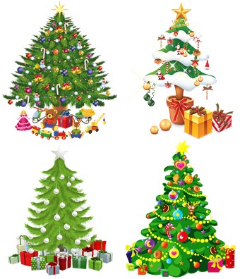 Новогодние елки с подарками + плакаты на 4 листа А4