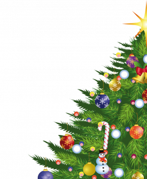 Фрагмент 1 плаката с новогодней елкой и подарками для детей