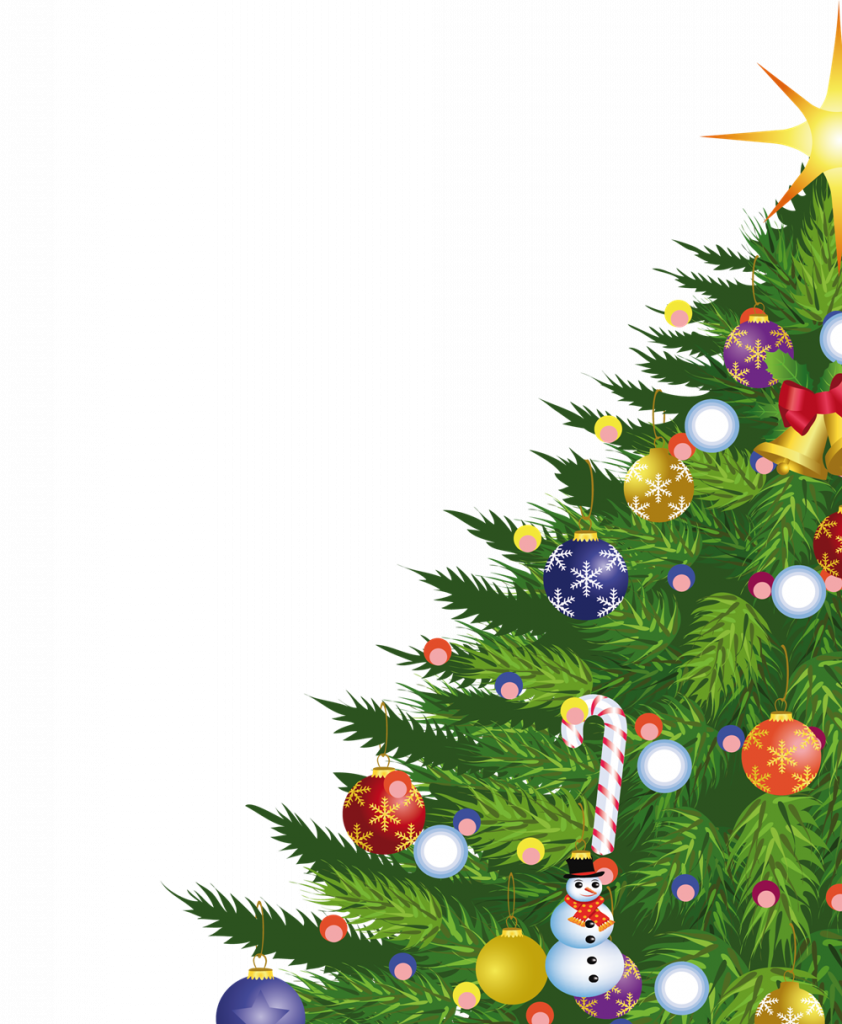 Фрагмент 1 плаката с новогодней елкой и подарками для детей