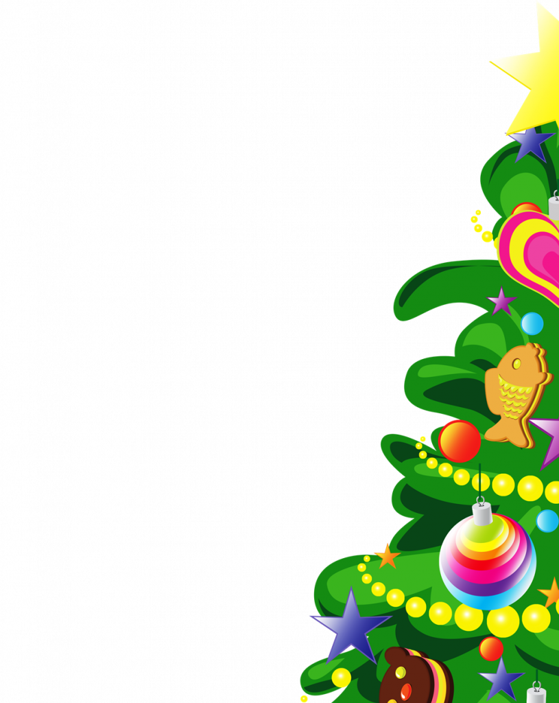 Фрагмент 1 плаката с новогодней елкой и подарками в детский сад