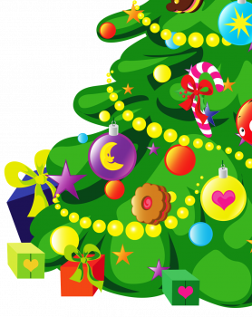 Фрагмент 3 плаката с новогодней елкой и подарками в детский сад