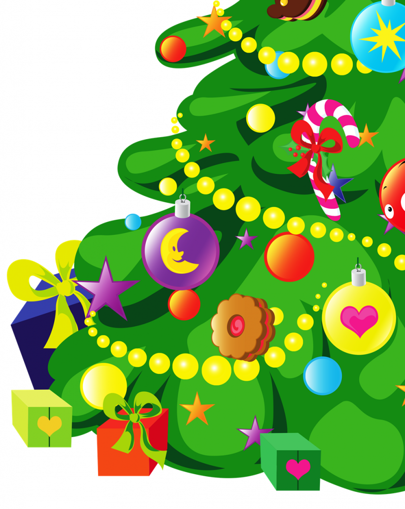 Фрагмент 3 плаката с новогодней елкой и подарками в детский сад