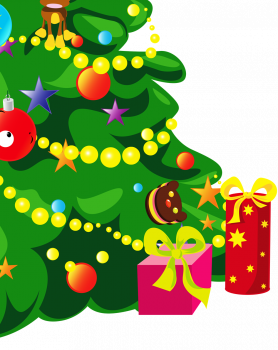 Фрагмент 4 плаката с новогодней елкой и подарками в детский сад