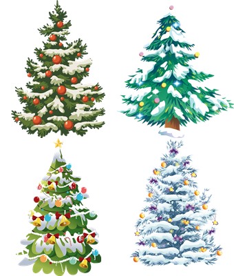 Новогодние елки в снегу + плакаты на 4 листа А4