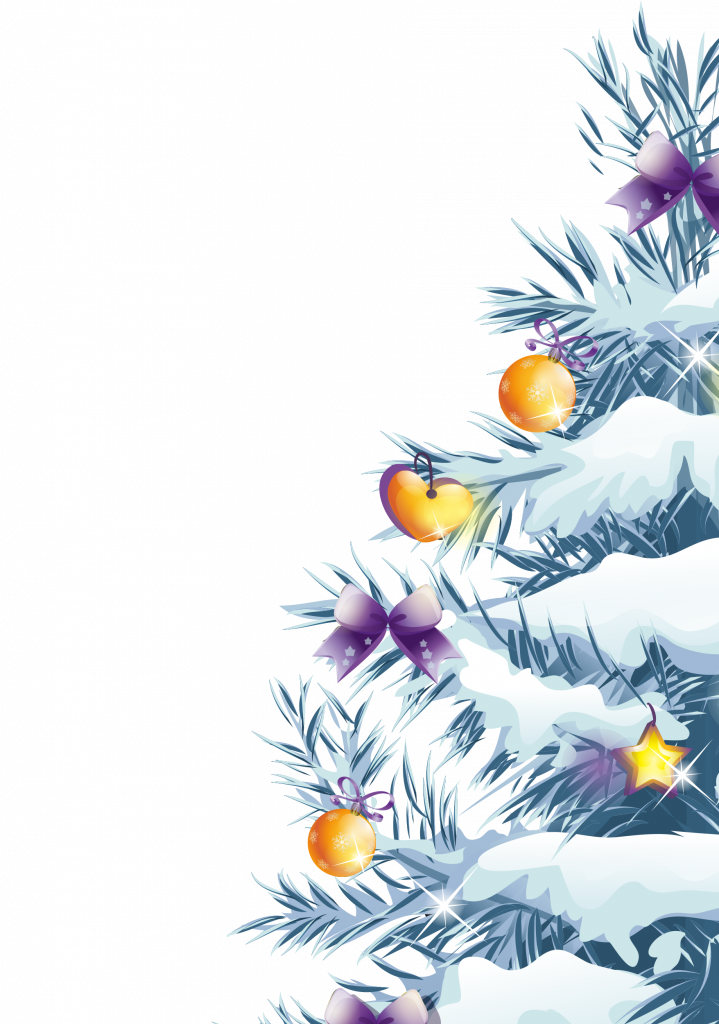 Фрагмент 1 плаката с новогодней елки в снегу для школы
