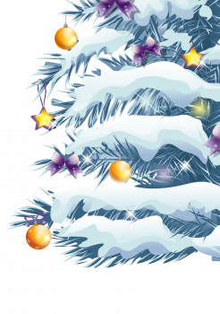 Фрагмент 3 новогодней елки в снегу для школы
