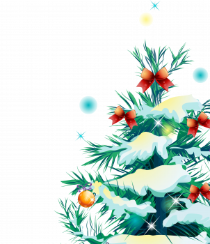 Фрагмент 1 плаката с новогодней елкой в снегу для оформления