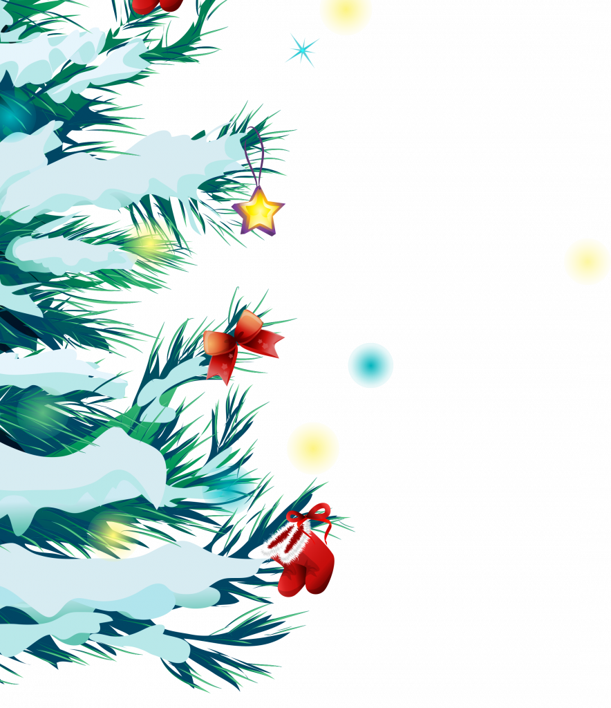 Фрагмент 4 плаката с новогодней елкой в снегу для оформления