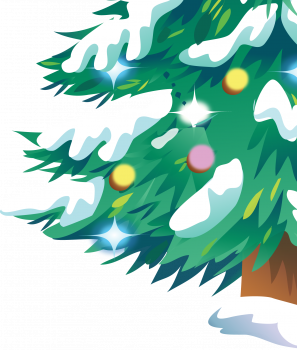 Фрагмент 3 новогодней елки в снегу для детей