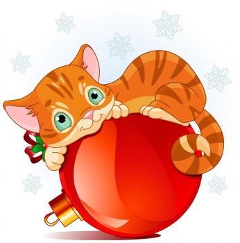 Новогодний котик на елочном шаре