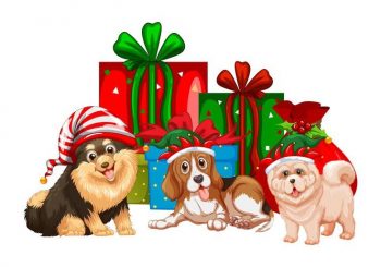 Плакат с новогодними собачками
