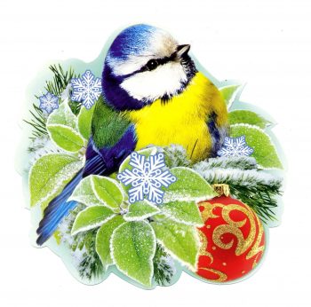 Новогодняя вырезалка "Синичка зимой"