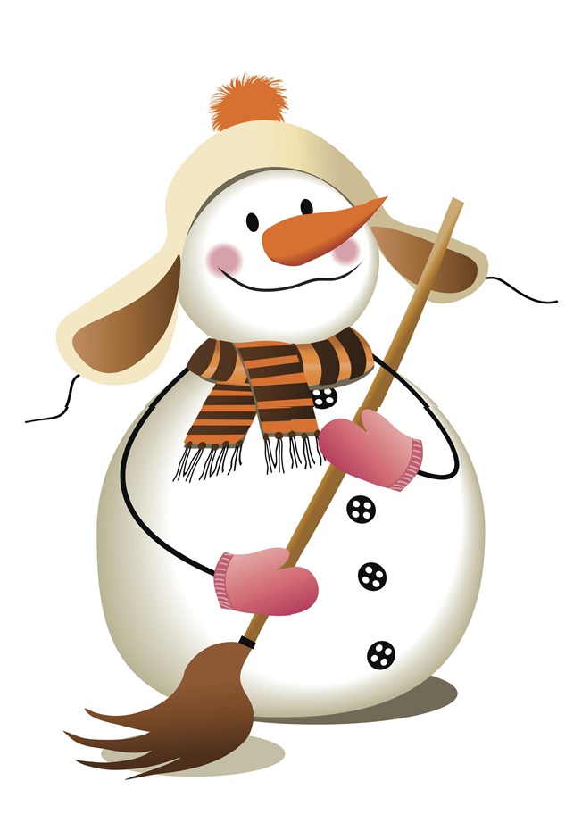 Готовый плакат "Снеговик с метлой"