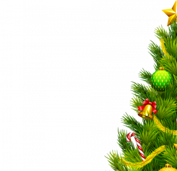 Фрагмент 1 плаката с новогодней елкой и подарками на прозрачном фоне