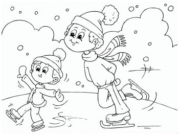 Катание на коньках - раскраска зима