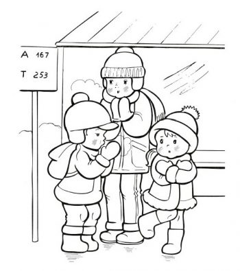 Детям холодно - раскраска зима
