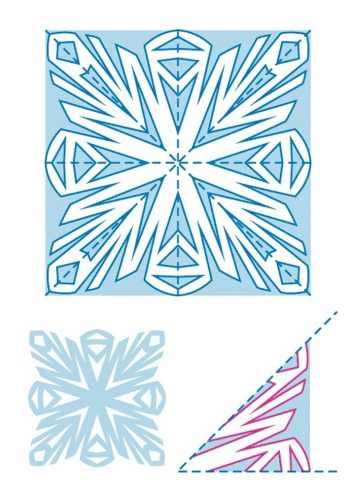 Схема снежинки из бумаги шаблон 6
