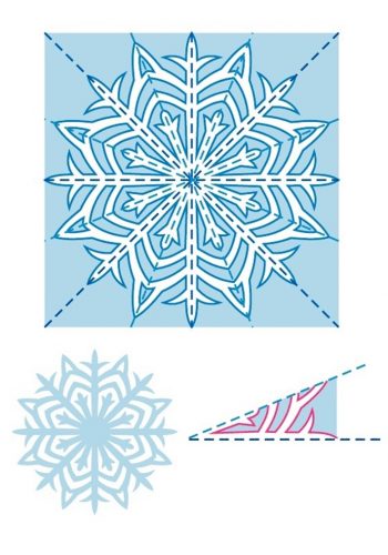 Схема снежинки из бумаги шаблон 8