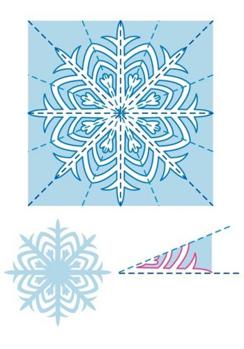 Схема снежинки из бумаги шаблон 9