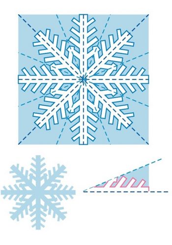 Схема снежинки из бумаги шаблон 1