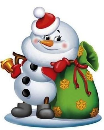 Снеговик с большим мешком для подарков