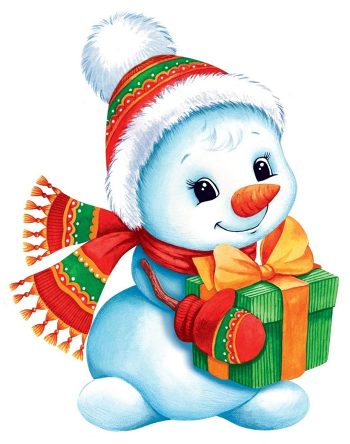 Снеговик с подарочной коробкой