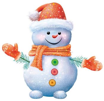 Снеговик в оранжевой одежде