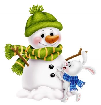 Снеговик и заяц - картинка для детей