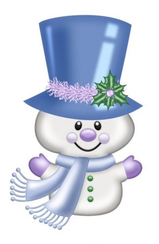 Снеговик в большой голубой шляпе
