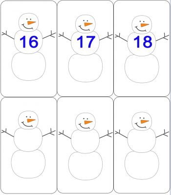 Карточки со снеговиком от 16 до 18