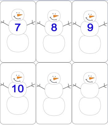 Карточки со снеговиком от 7 до 10