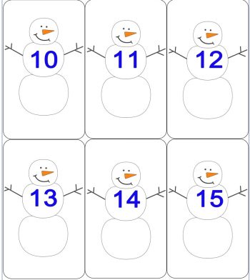 Карточки со снеговиком от 10 до 15