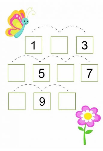 Карточка с бабочкой для дидактической игры "Назови соседей чисел до 10"