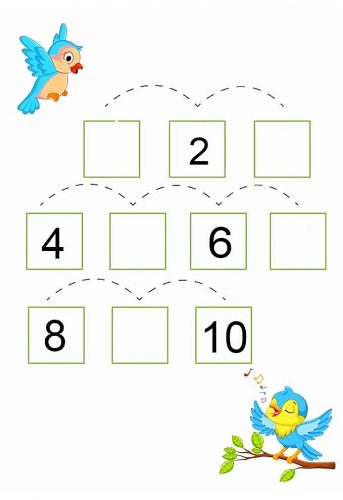Карточка с голубой птичкой для дидактической игры "Назови соседей чисел до 10"
