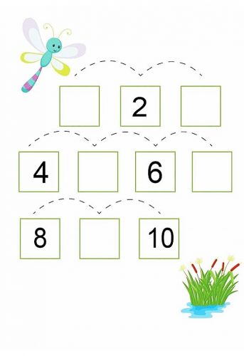 Карточка со стрекозой для дидактической игры "Назови соседей чисел до 10"