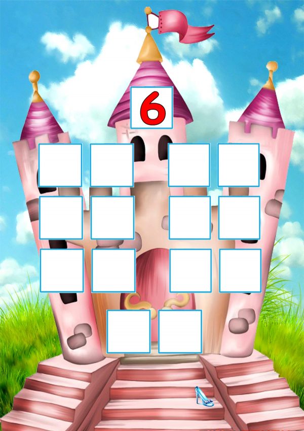 Карточка с цифрой шесть для дидактической игры "Состав числа"