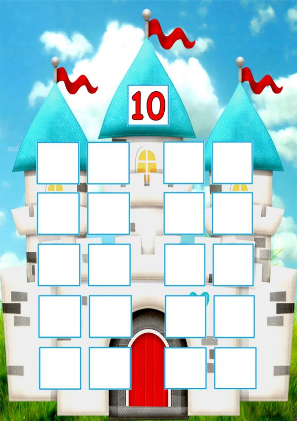 Карточка с цифрой десять для дидактической игры "Состав числа"