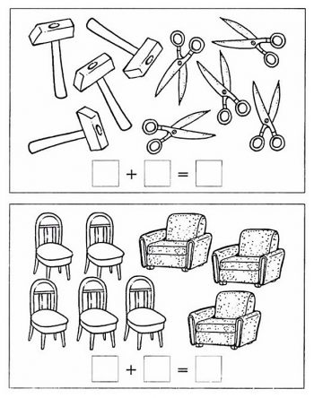 Примеры с молотками и стульями для детей 6-7 лет