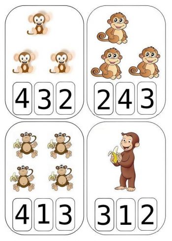 Посчитайте количество обезьянок на картинке - игра для детей 4 года